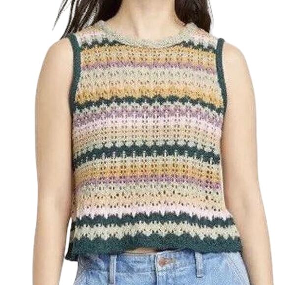 NWT Universal Thread Crochet Knit Green Multi Striped Sleeveless Top Size XXL - Picture 1 of 13